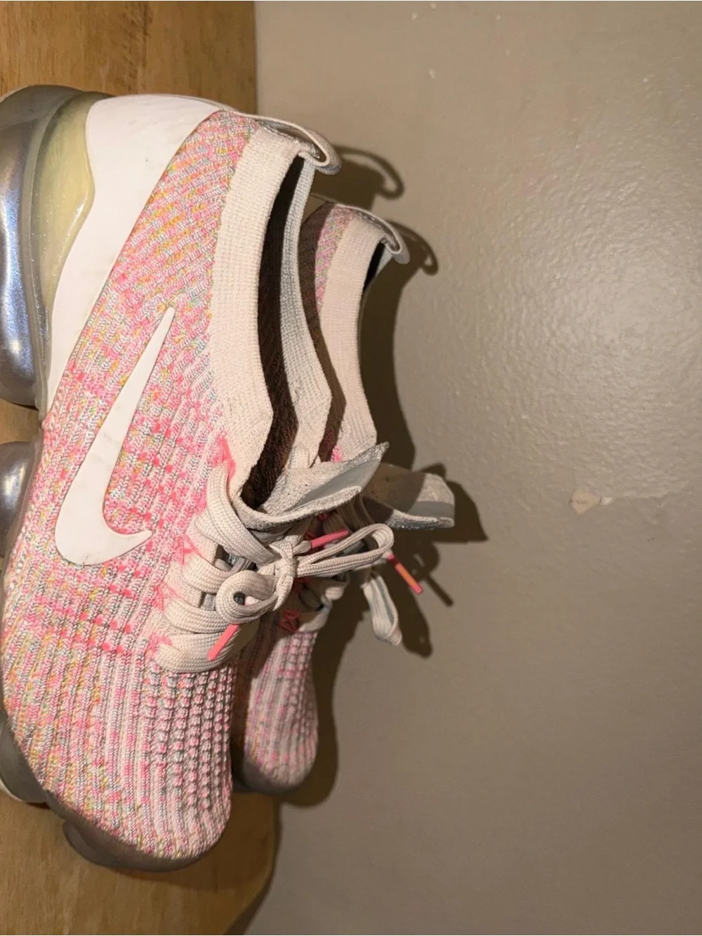 Nike Flyknit VaporMax Sneakers in Pink and Cream